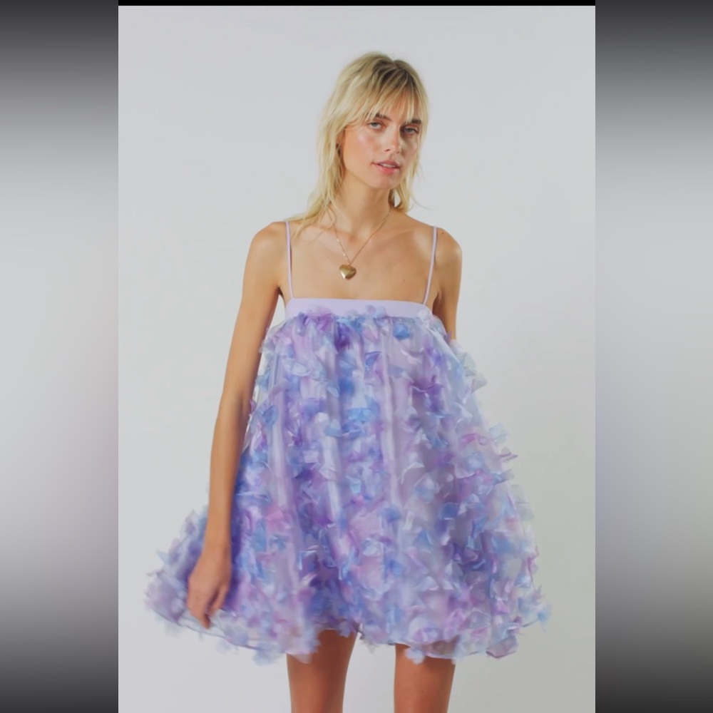 Free People Rainbows Deluxe Mini Dress Color: Blue Purple Combo - Picture 6 of 11